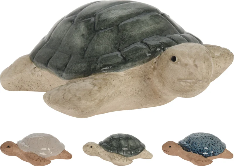 SCHILDPAD PORSELEIN 13,5X11,5X5CM 3 ASSORTIE