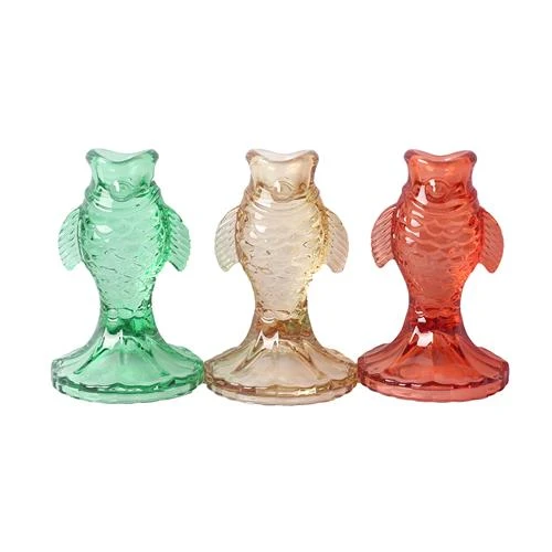 Candle Holder Barra Glass 3 assorti D8 H12cm