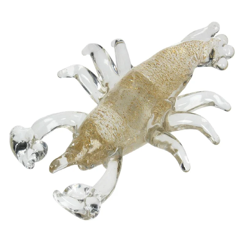 Ornament Shrimp Glass Gold 21.5x11.5x4cm