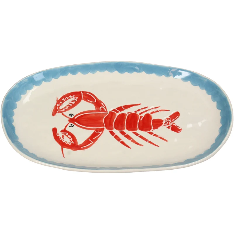 Plate Lobster Stoneware Multi 27.5x16.4x2.5cm