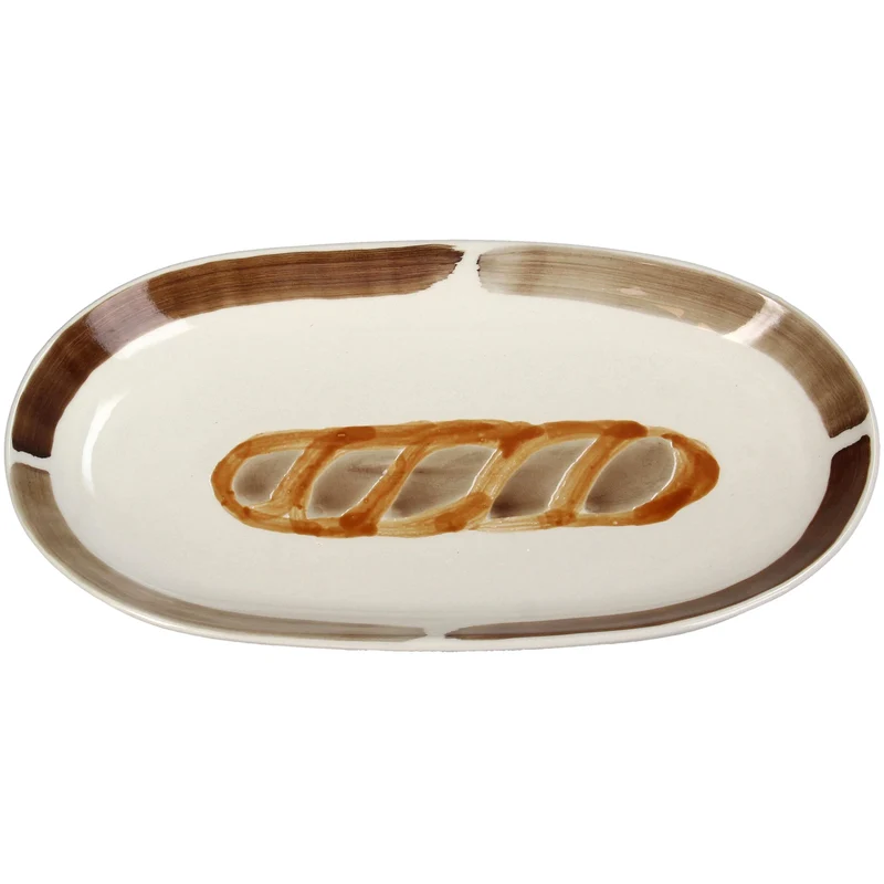 Plate Baguette Stoneware Brown 25.7x13.3x3cm