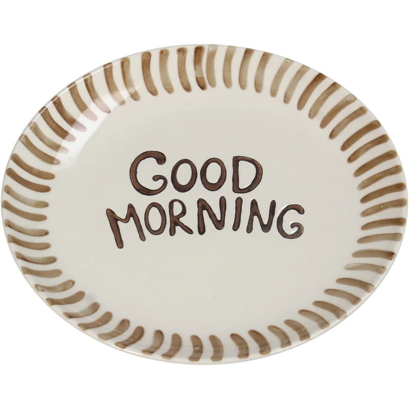 Plate Good Morning Stoneware Brown 20.5x20.5x2.8cm