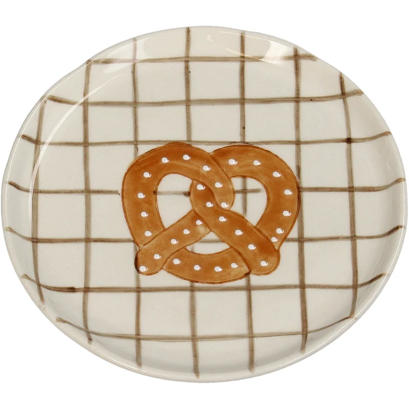 Plate Pretzel Stoneware Brown 13.5x13.5x1.3cm