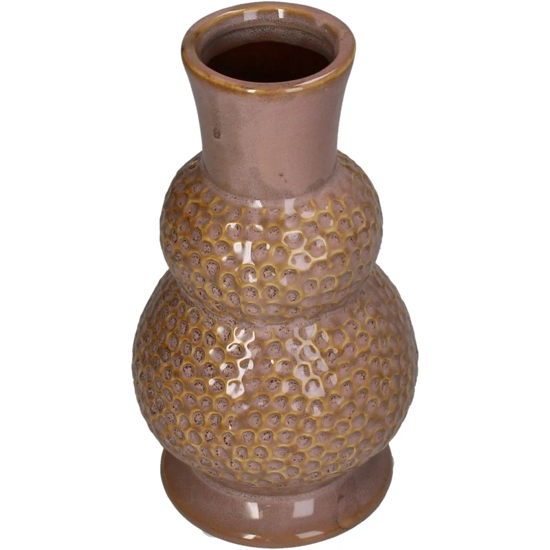 Stoneware vase pink 11x11x20cm