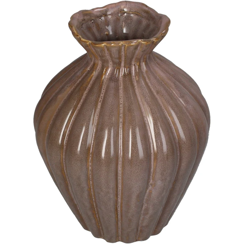 Stoneware vase pink 16.5x16.5x22cm