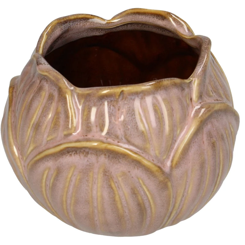 Vase Stoneware Pink 11x11x8.5cm