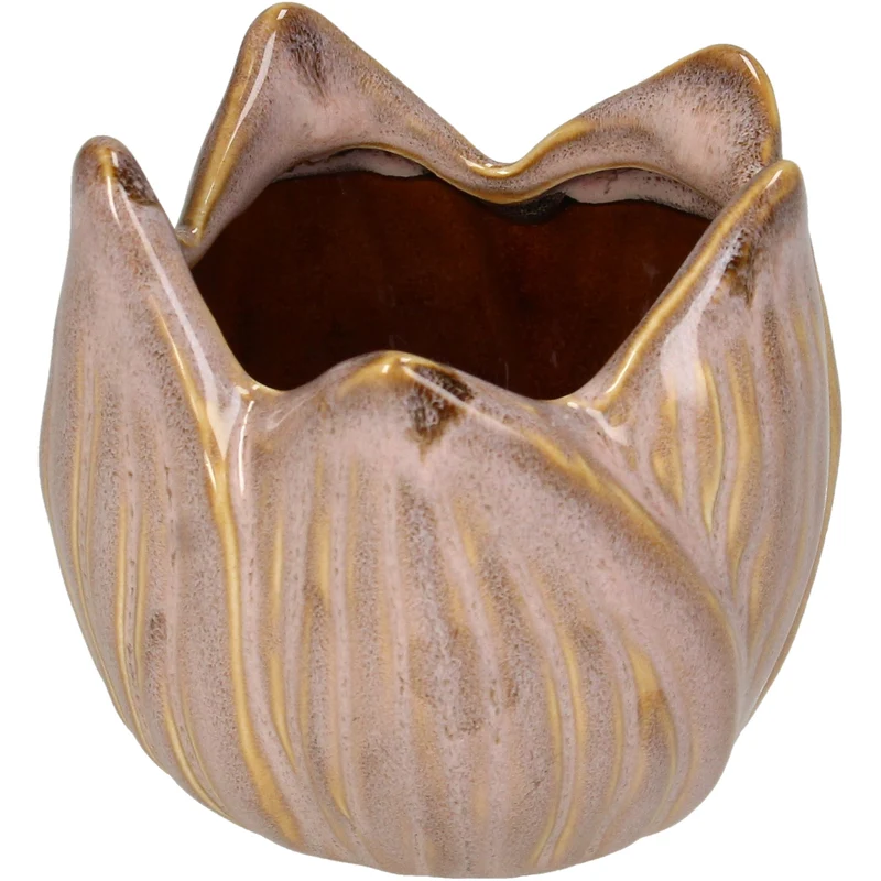 Vase Stoneware Pink 9x8.5x9cm