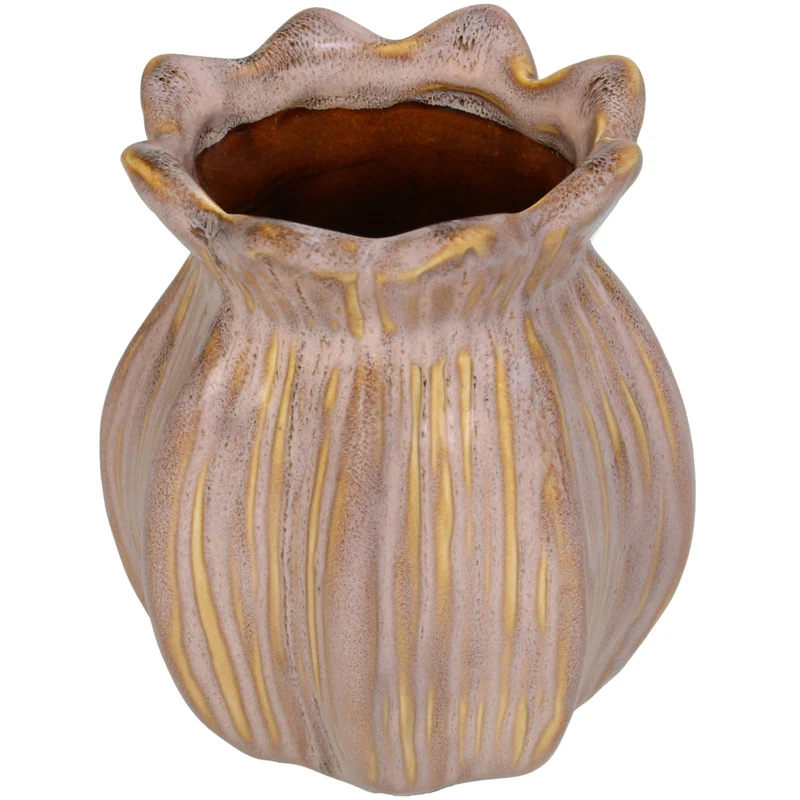 Vase Stoneware Pink 8.5x8.5x10.5cm