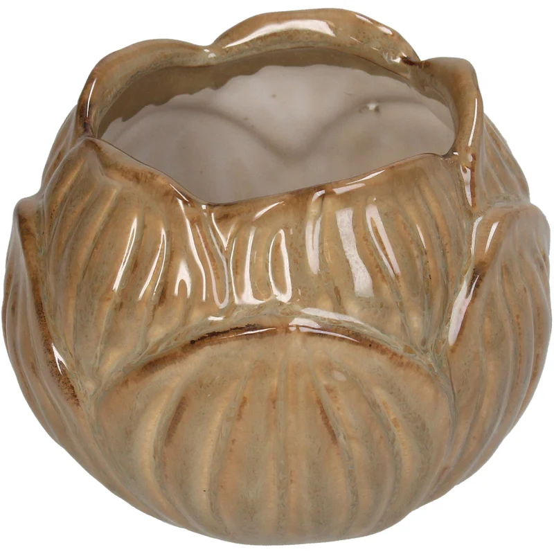 Vase Stoneware Beige 11x11x8.5cm