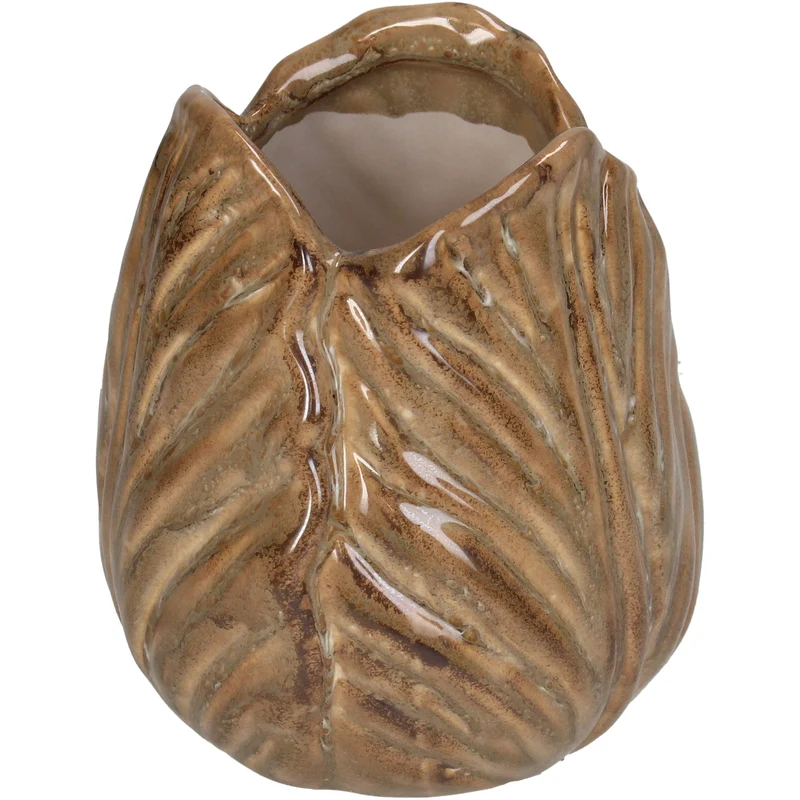 Vase Stoneware Beige 10x10x11cm