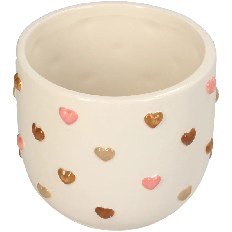 Planter Little Hearts Dolomite Multi 12x12x10cm