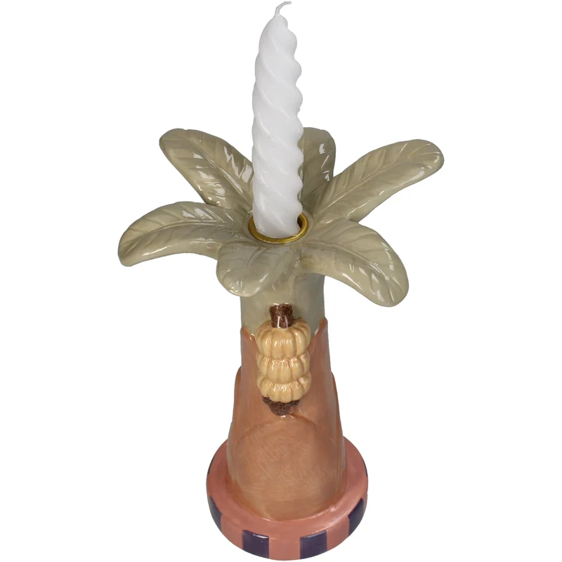 Candle Stick Palm Tree Dolomite Multi 15.5x13.8x23.4cm