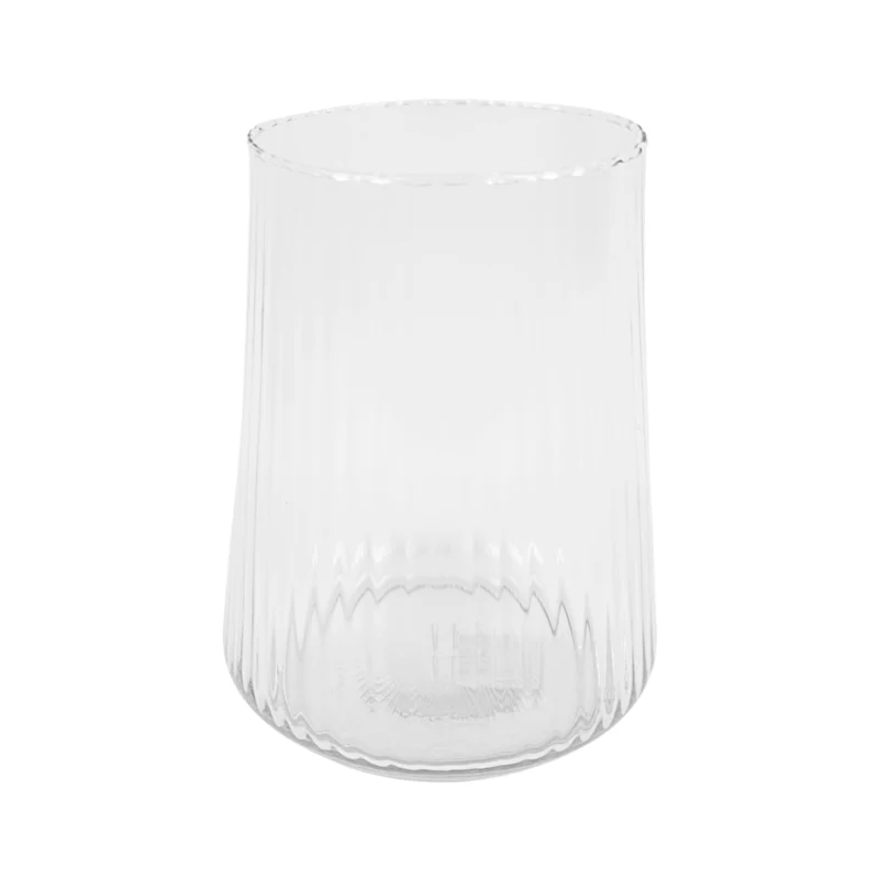 Vaas cilinder geribbeld glas transparant D14 H18 cm