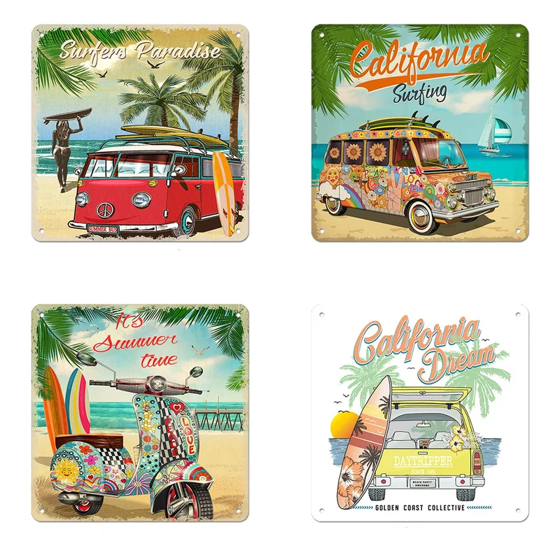 Wall Hanger Tin 20x20cm Beach Mix/4