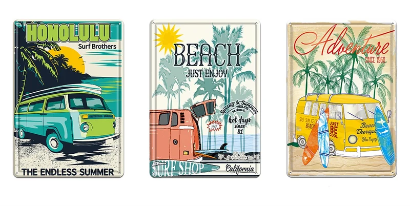 Wall Hanger Tin 20x14cm Beach Mix/3