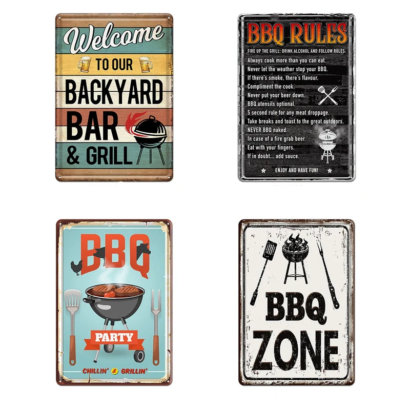 Wall Hanger Tin 20x30cm BBQ Mix/4