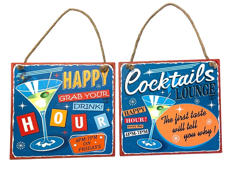 Wall Hanger Mtl Happy Hour Mix/2 30x30cm