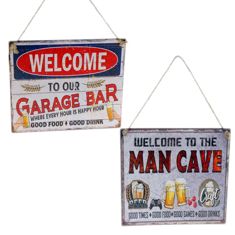 Wall Hanger Mtl Mancave/Garage Mix/2 30x40cm