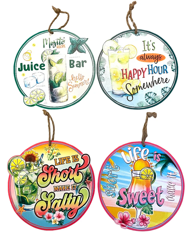 Wall Hanger Mtl Cocktails Mix/4 30x30cm