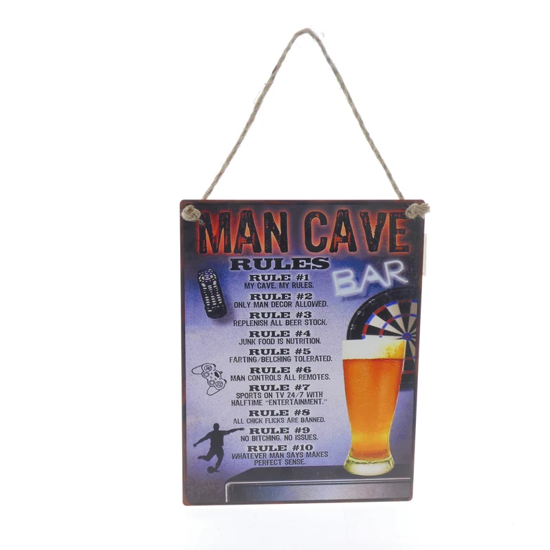 Wall Hanger Mtl Mancave Rules 30x40cm