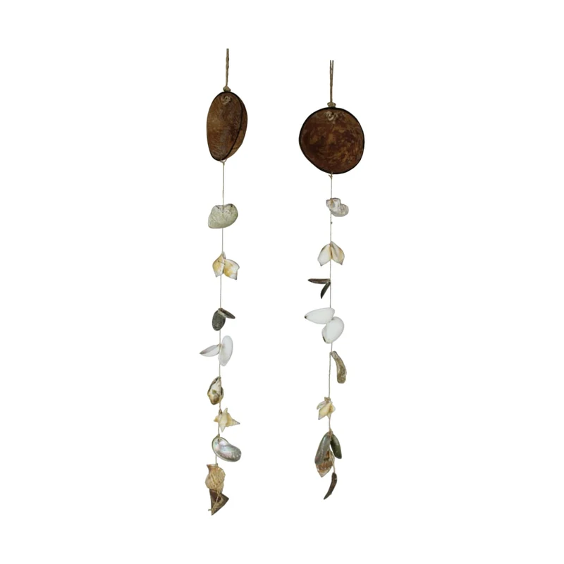 Hanger coconut with shells 12x7x90cm 2 assorti Natural