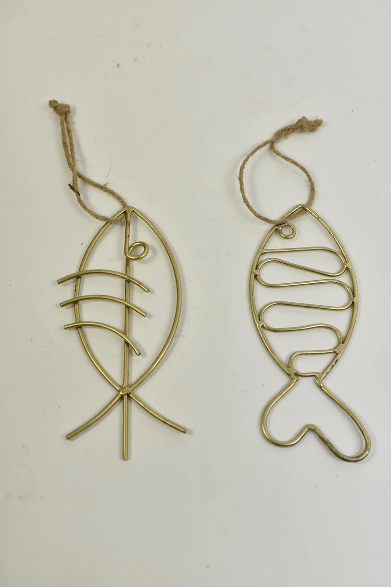 Hanger fish metal 18.5x8.5x0.5cm 1pc Mixed Gold-wash