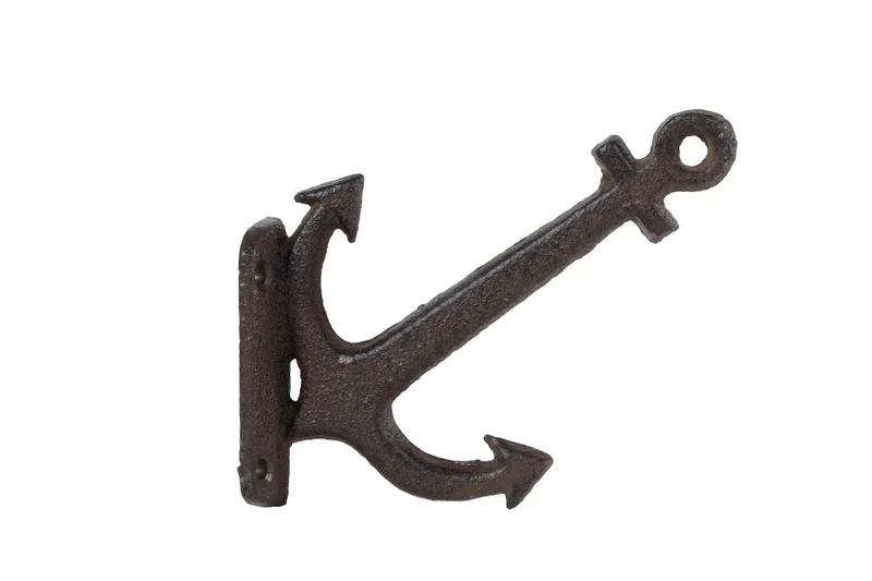 Wandhaak "Anchor odd" bruin gietijzer 12x3x10cm