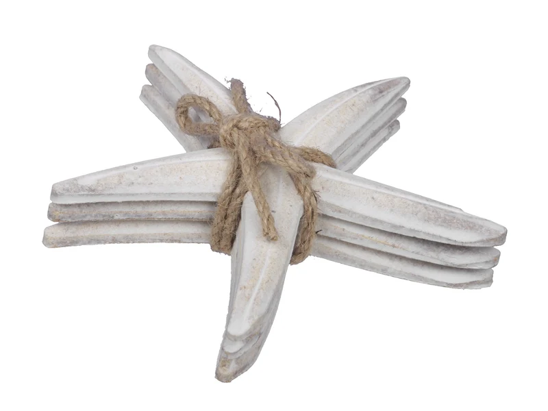 wooden sea-stars (3) white/sand 15x14x3 cm