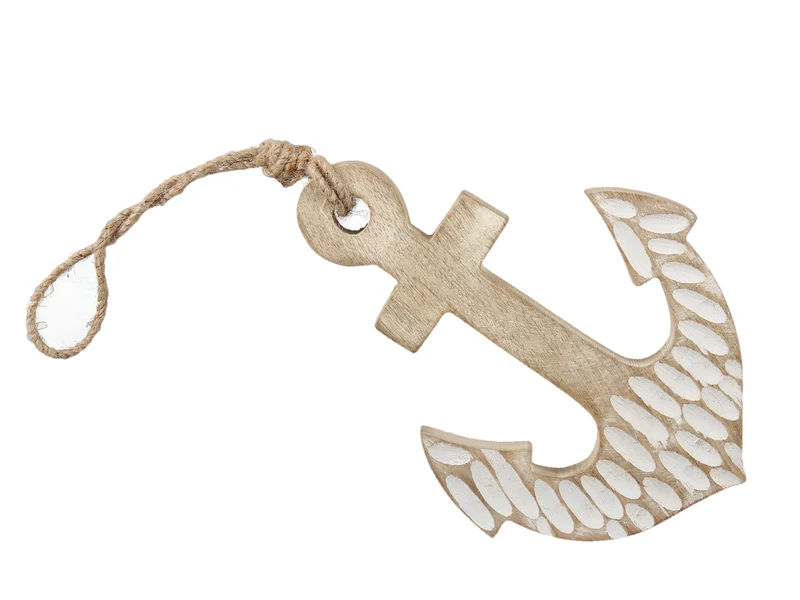 pc. 1 wooden anchor white 15x18cm