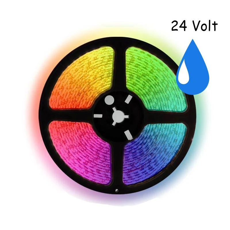 5 meter RGB led strip waterproof - IP65 - 60Leds/m - 24V