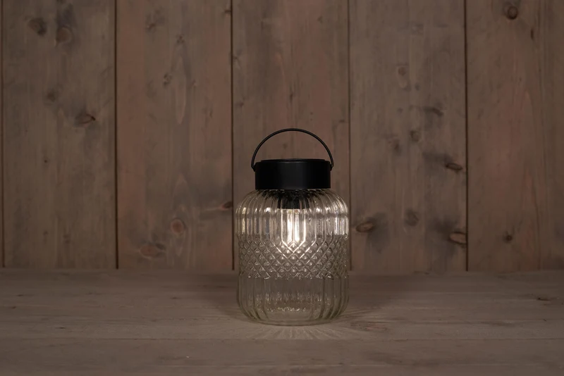 SOLAR GLAZEN RETRO LAMP HELDER 12,5X19CM