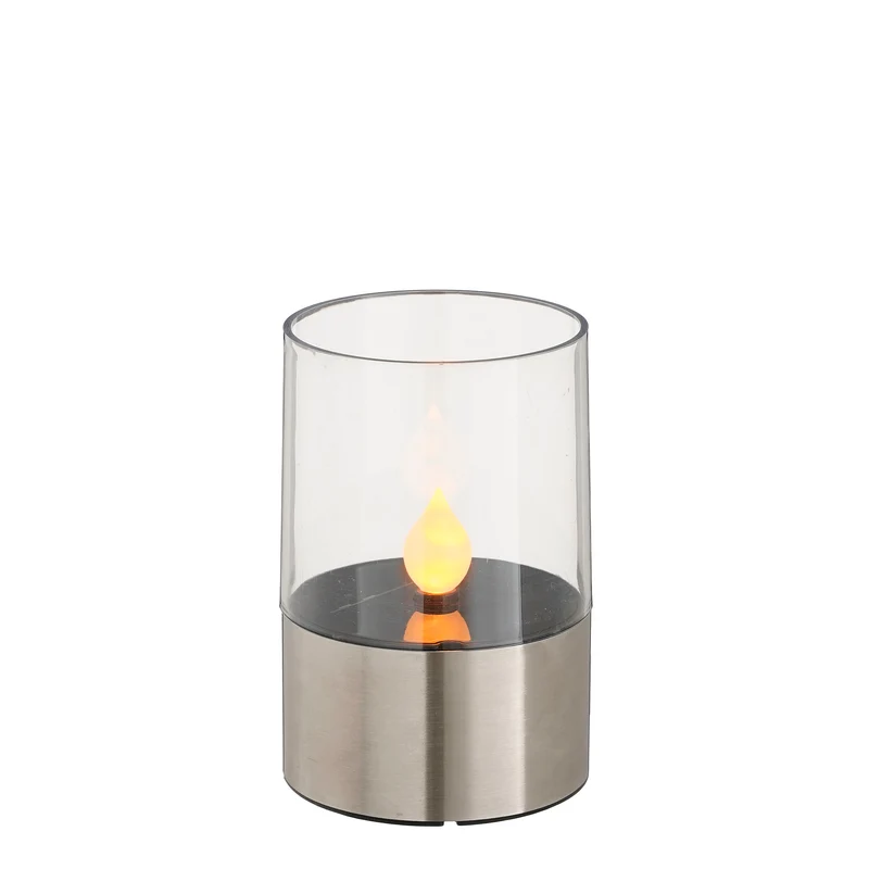 Solar kaars zilver warm wit led display - h11xd7,5cm
