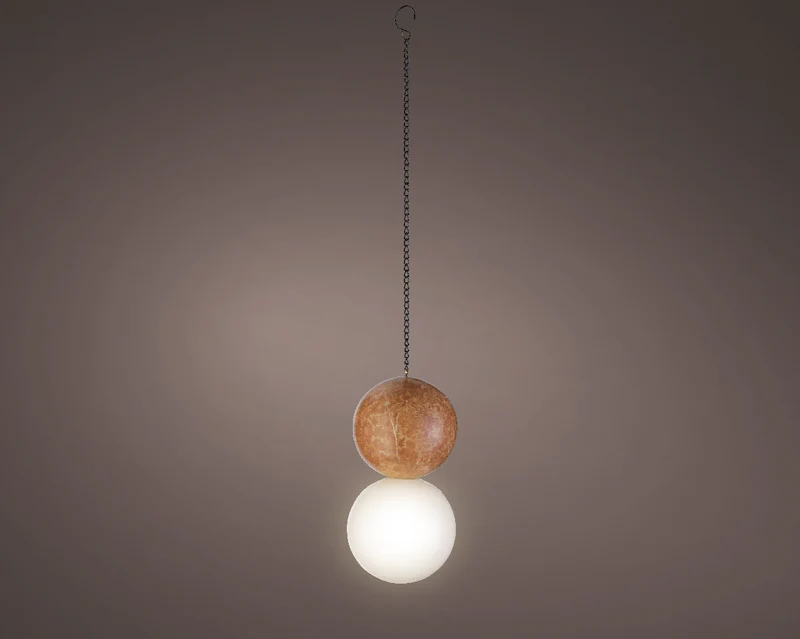 Solar hanging light polyresin amber/warm wit H20 D10cm