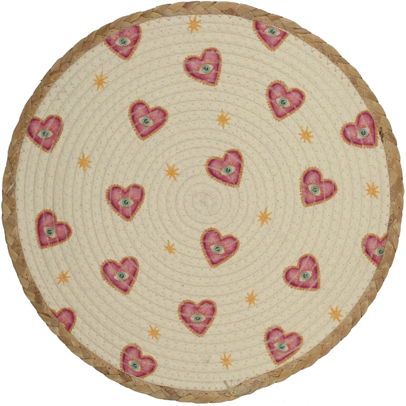 Placemat Heart Polyester Multi 38x38x0.6cm