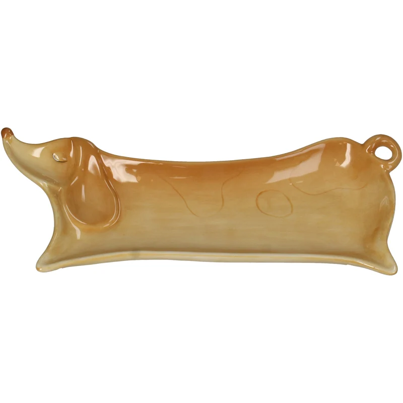 Trinket Dish Dachshund Stoneware Brown 28.5x11.5x3.5cm