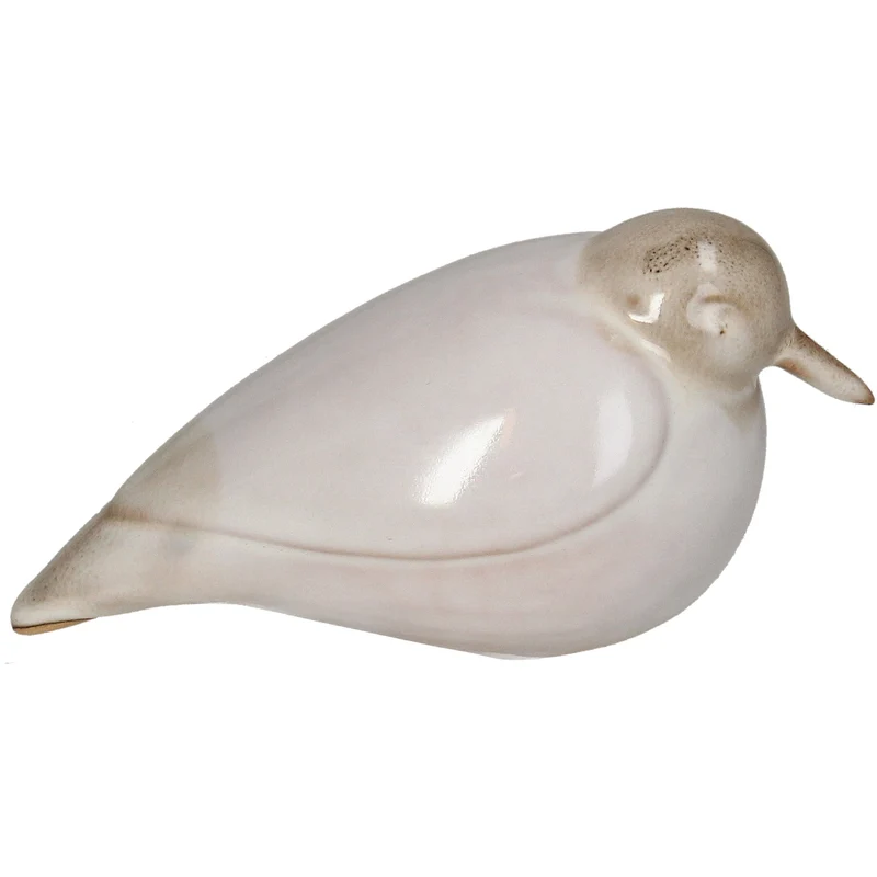Ornament Bird Stoneware Beige 13.7x6.7x7.6cm