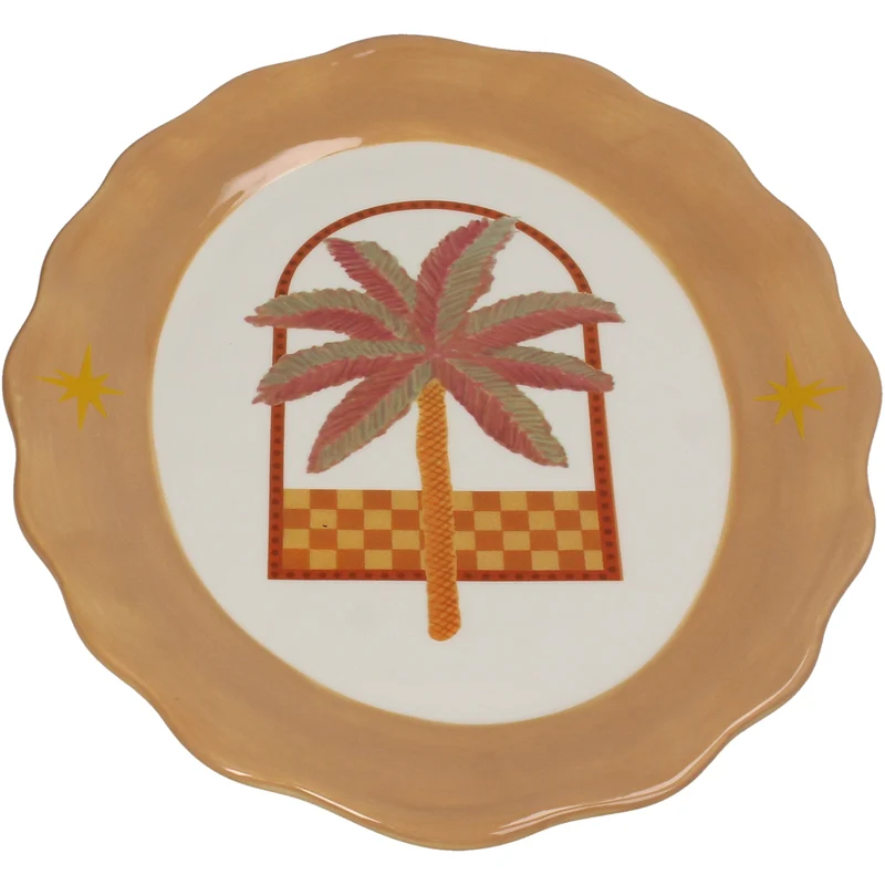 Plate Palm Dolomite Multi 28x21.7x2.2cm