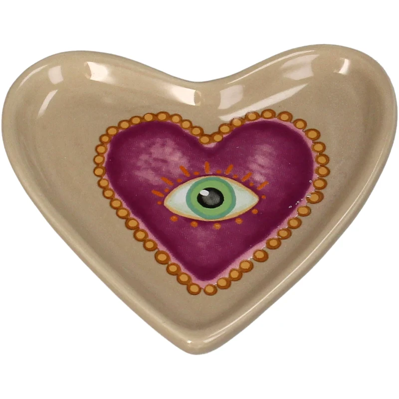 Trinket Dish Heart Dolomite Multi 12x11.5x1.2cm