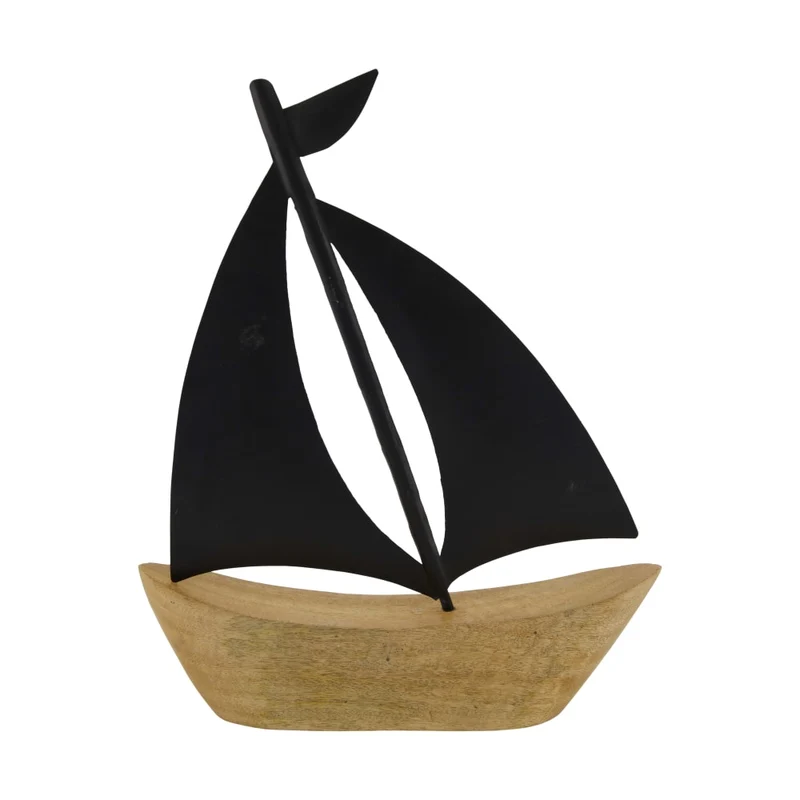 Boat mango wood with metal 28x4.5x35cm Natural/Black