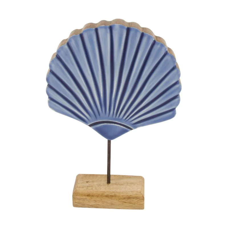 Shell mango wood 18x5x27cm Blue