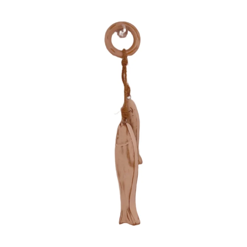 Fish mango wood with hanger 31x5x1.5cm White-wash