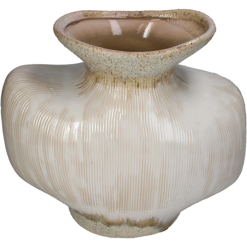 Stoneware vase beige 32x17.5x28.5cm