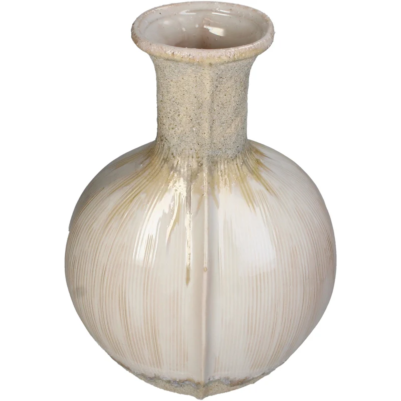 Stoneware vase beige 25.5x19.5x36cm