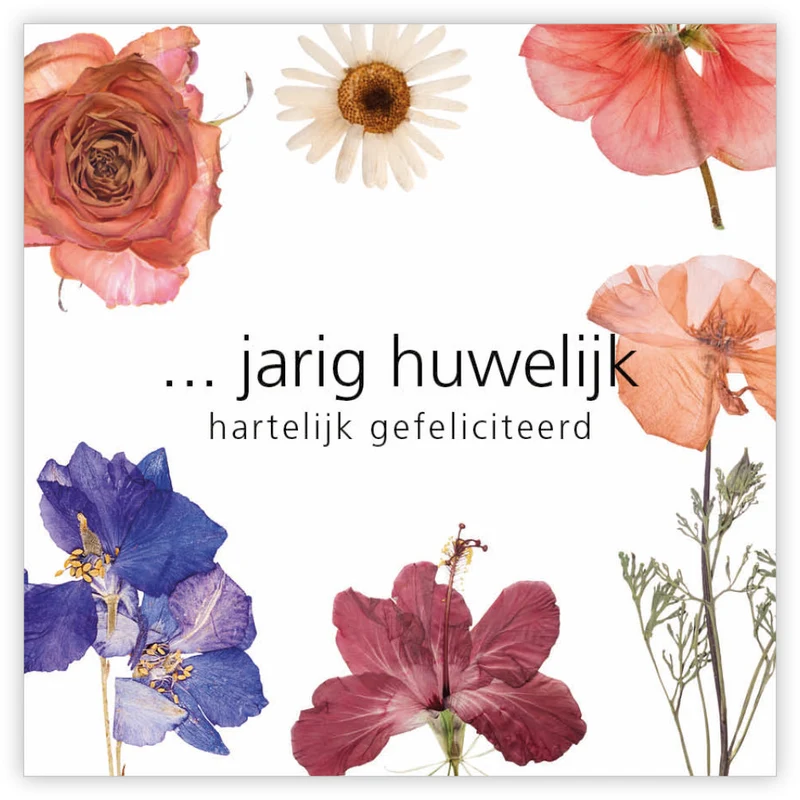 Pakje a 12 kadokaartjes Le Jardin ... jarig huwelijk hartelijk gefeliciteerd