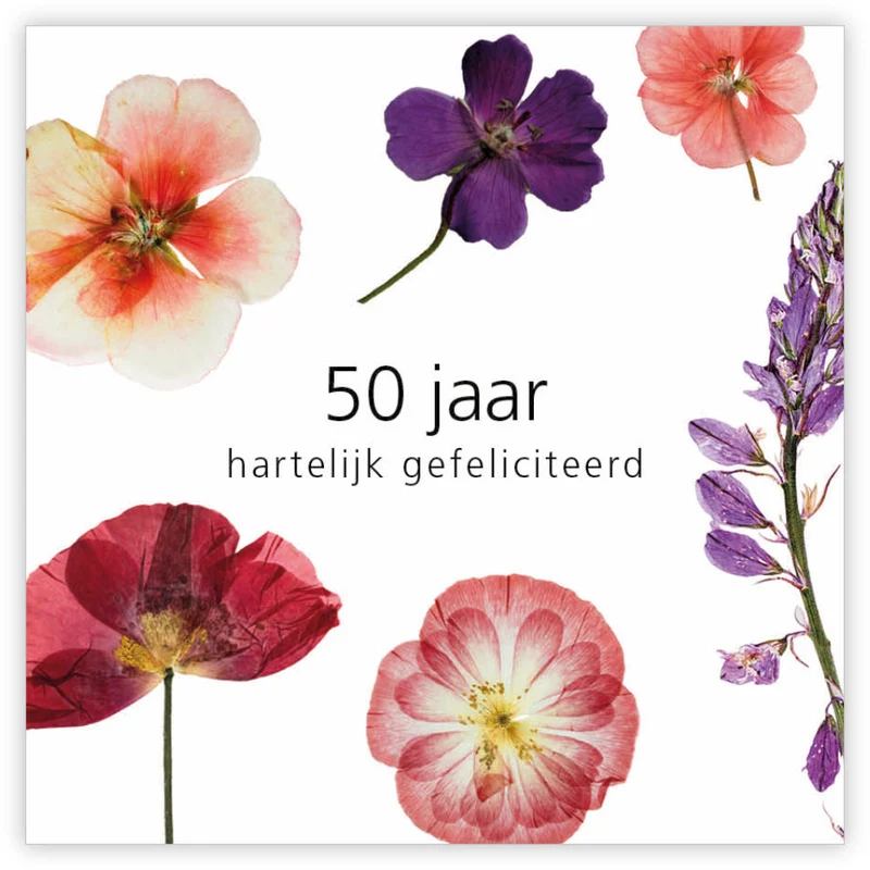 Pakje a 12 kadokaartjes Le Jardin 50 Jaar, hartelijk gefeliciteerd