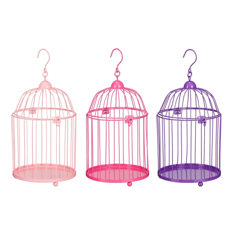 Decoratie vogelhuis paars l.roze roze 3 assorti - l20xb20xh33cm