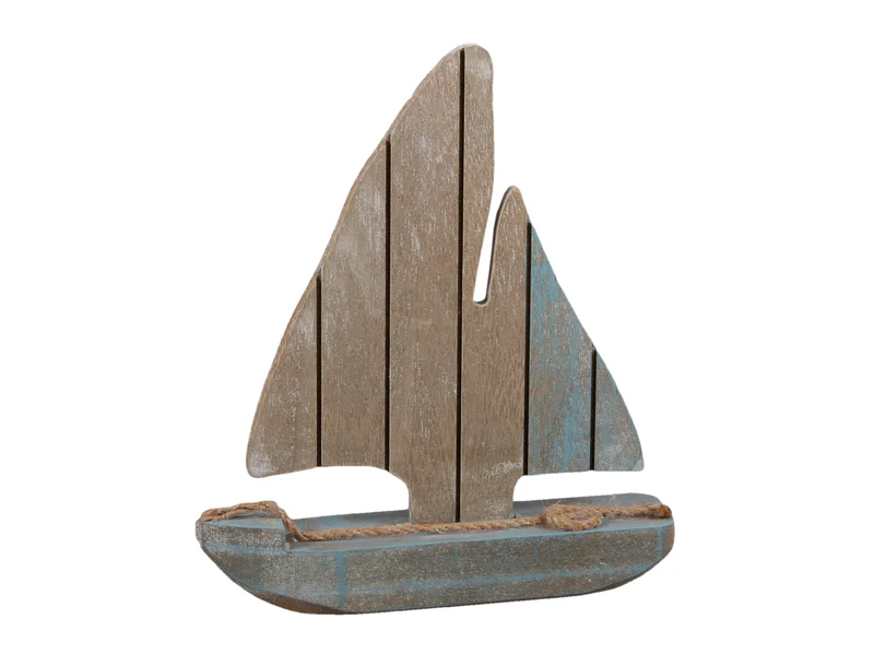 pc. 1 wooden boat blue 30 cm