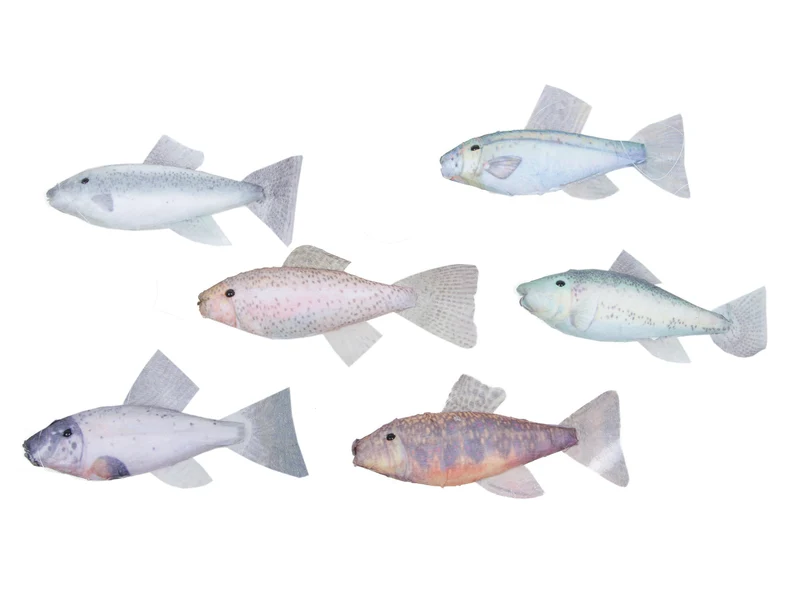 pb. 6 fabric fishes/hanging 6ass. 11x6cm