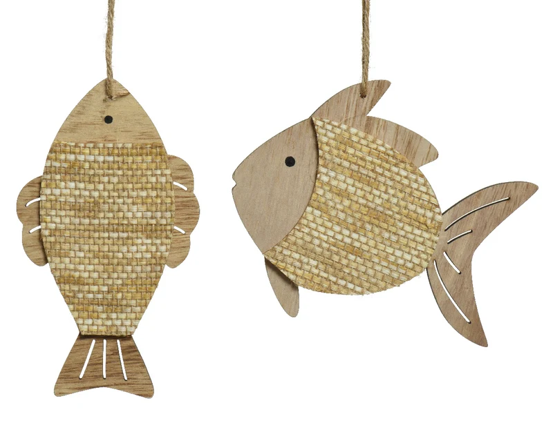 Vis triplex 2 stuks assortie naturel 7,5x0,5x11,5cm
