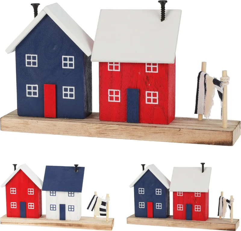 HOUTEN HUISJES 20X10CM 2ASS